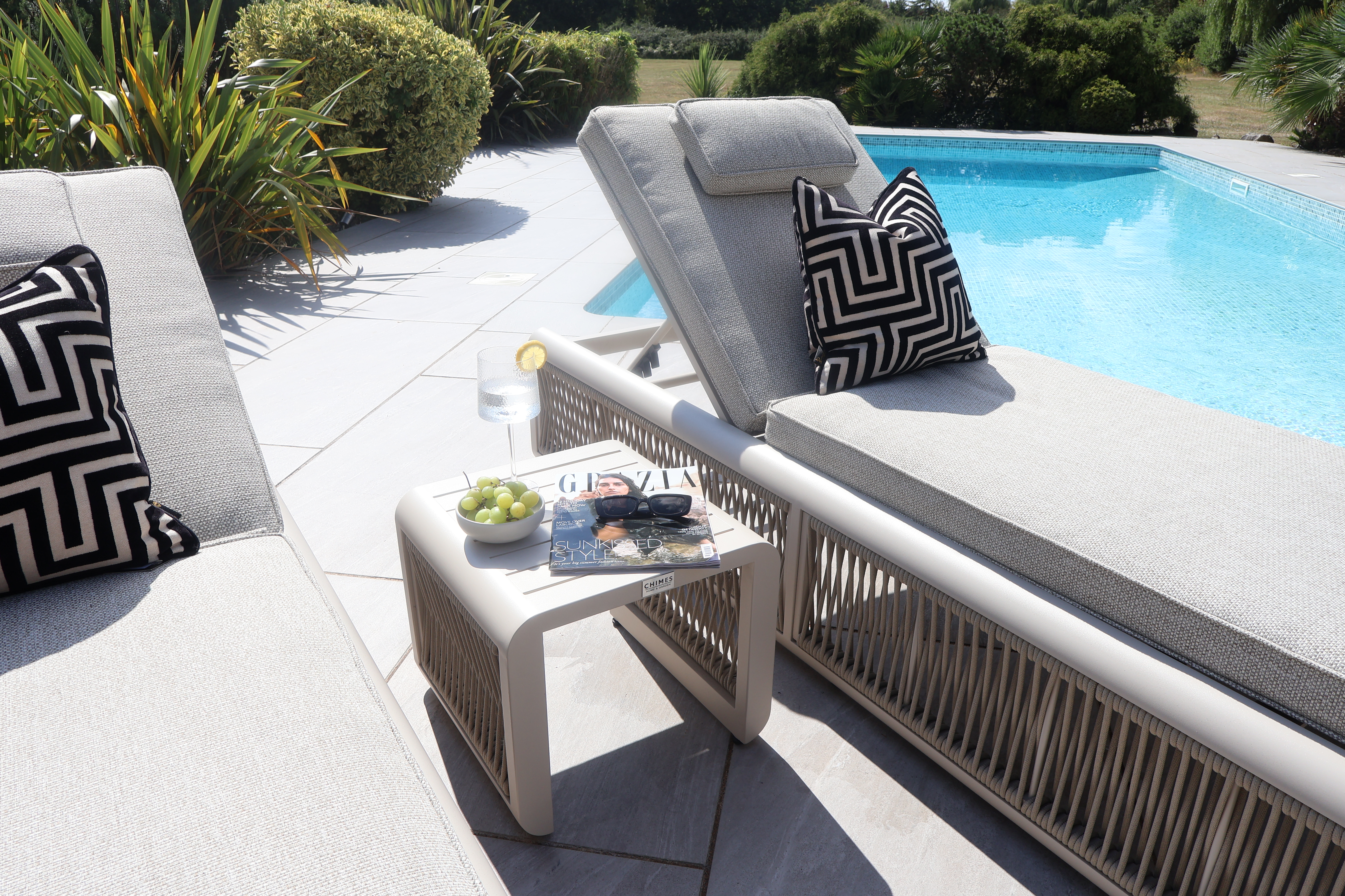 Chimes - Portofino Sun Lounger Set With Coffee Table - Cream
